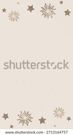 Beige background with a textured, speckled look. Beige background features brown star and burst patterns, adding a festive touch. New year background with copy space vector.