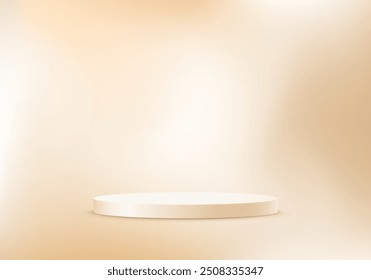 Beige background vector 3d with podium. Abstract beige and cream gradient background. Space for selling products on the website. Vector illustration.