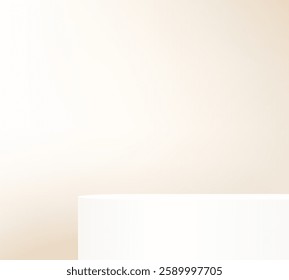 Beige background vector 3d with podium space for selling products, backdrop, wallpaper, background, text. 3D abstract studio room with pedestal podium. Vector illustration.