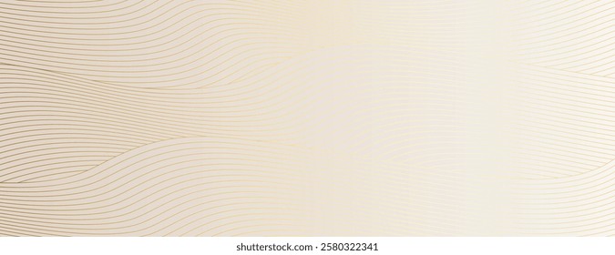 Beige background with wavy line pattern. The background features a smooth texture with beige lines creating a flowing design. Modern wavy line pattern background. Beige background vector.