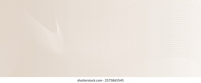 Beige background with wavy lines, creating a soft, flowing texture. The beige background adds a calm, elegant feel. Modern wavy line pattern background. Beige background vector.