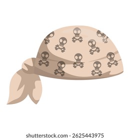 Beige bandana with crossbones and skulls represents a dangerous pirate style, suitable for carnival or halloween parties