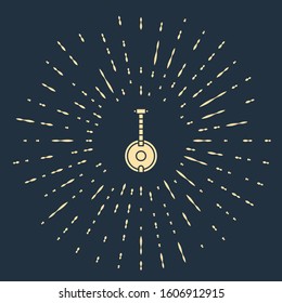 Beige Banjo icon isolated on blue background. Musical instrument. Abstract circle random dots. Vector Illustration