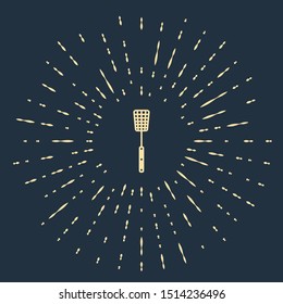 Beige Barbecue spatula icon isolated on dark blue background. Kitchen spatula icon. BBQ spatula sign. Barbecue and grill tool. Abstract circle random dots. Vector Illustration