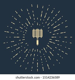Beige Barbecue steel grid icon isolated on dark blue background. Top view of BBQ grill. Wire rack for BBQ. Grilling basket. Abstract circle random dots. Vector Illustration