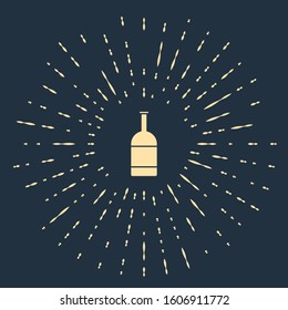 Beige Beer bottle icon isolated on blue background. Abstract circle random dots. Vector Illustration