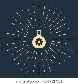 Beige Bioengineering icon isolated on dark blue background. Element of genetics and bioengineering icon. Biology, molecule, chemical icon. Abstract circle random dots. Vector Illustration