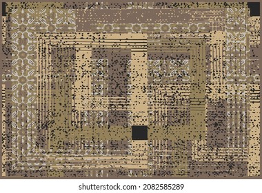 beige black , blended with washed coat surface tile jacquard texture digital printing pattern design .Vector fabric seamless Abstract natural textured rug, carpet, duvet cover, runner rug