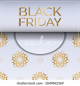 Beige black friday sale poster with vintage ornament