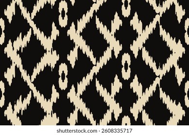 Beige black ikat square cross line, wave blur pattern stroke cloth jagged dynamic ornament endless colorful abstract ogee canvas fashion grunge texture textile flow drawing rug stripe bold ethnicity