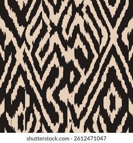 Beige black ikat tribal diamond, grunge stripe endless blurred ogee print pattern colorful textile ornament canvas fashion dynamic art ethnicity fabric seamless hand draw cloth ethnic line abstract