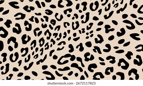 Textura de pele de leopardo bege e preto. Plano de fundo de impressão animal. Papel de parede de luxo.