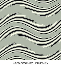 Beige, Black and Sage Moiré Effect Textured Wavy Pattern