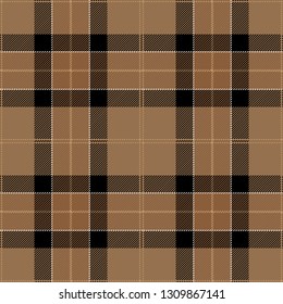Beige and black tartan plaid. Traditional Scottish cage textile pattern.