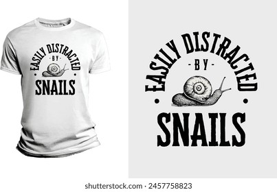 Beige and Black Vintage Aesthetic Typography Snail Lover T-Shirt design