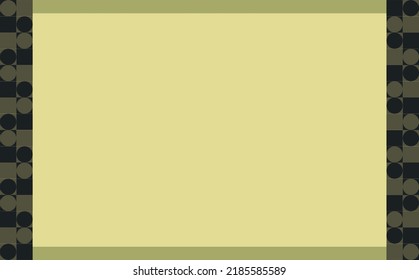 Beige blank abstract background with decorative army green circle and squares pattern as a frame. Suitable for invitation, card, banner, cover, and backdrop.