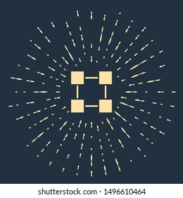 Beige Blockchain technology icon isolated on dark blue background. Cryptocurrency data. Abstract geometric block chain network technology business. Abstract circle random dots. Vector Illustration