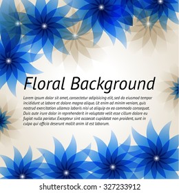 Beige and blue floral background. Vector