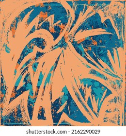 Beige blue grunge background. Vector scratched texture