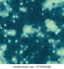 Beige and blue halftones camouflage seamless vector background texture. Abstract urban, army and hunting masking pixelart ornament digital textile print