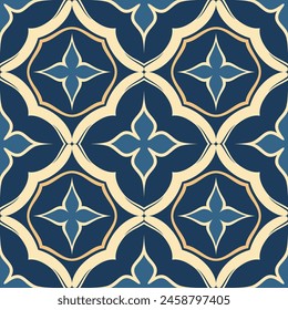 Vector de lujo beige y azul con patrón transparente. Adorno, motivos tradicionales, étnicos, árabes, turcos, indios. Ideal para tela y textil, Fondo de pantalla, diseño de empaque o cualquier idea deseada.