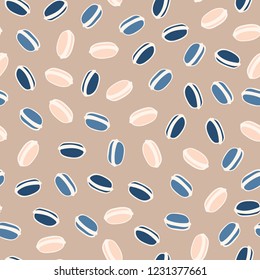 Beige and blue Macaron seamless pattern, art background design for fabric and decor