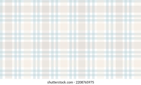 Beige Blue Plaid Texture Simple Flannel Light Background Vector Illustration.