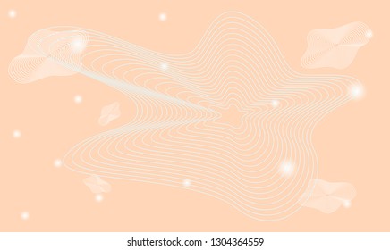 Beige and blue shapes on orange background. Shiny circles