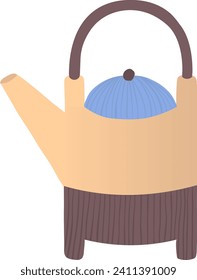 Tetera beige y azul, ilustración vectorial de diseño plano. Moderno utensilios de cocina, diseño minimalista de tetera.