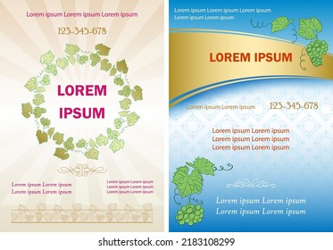 beige and blue templates with grape - A4 vector background