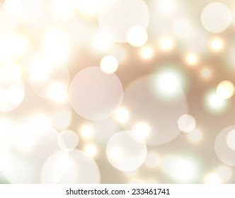 beige blurred background with bokeh lights snowfall. Perfect template for posters, websites, magazines, brochures, catalogs