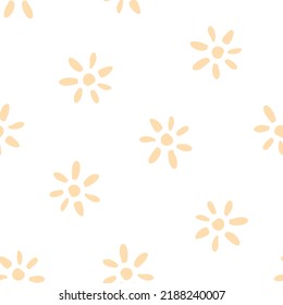 Beige boho floral seamless pattern with white background.