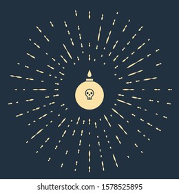 Beige Bomb ready to explode icon isolated on blue background. Abstract circle random dots. Vector Illustration