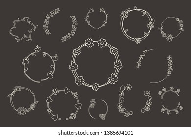 Beiger botanischer Kranz-Vektorgrafik