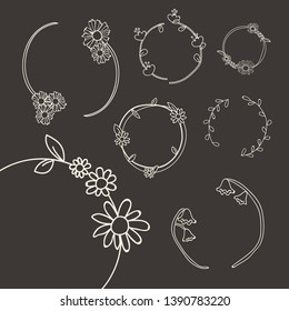 Beige botanical wreath vector collection