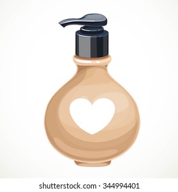 Beige bottle with foundation cream  isolated on a white background