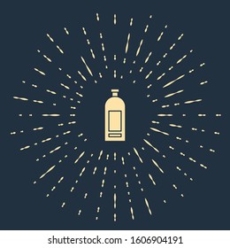 Beige Bottle of shampoo icon isolated on blue background. Abstract circle random dots. Vector Illustration