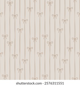 Beige bow stripes seamless repeating minimalist elegant pattern design