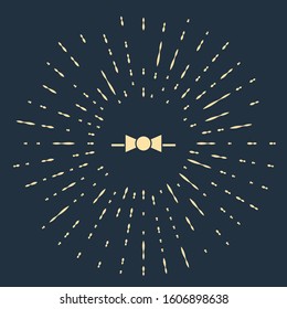 Beige Bow tie icon isolated on blue background. Abstract circle random dots. Vector Illustration