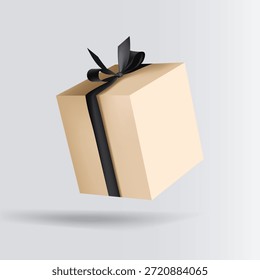 Caja beige con maqueta de lazo negro