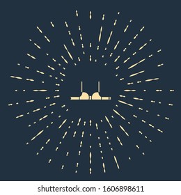 Beige Bra icon isolated on blue background. Woman underwear. Abstract circle random dots. Vector Illustration