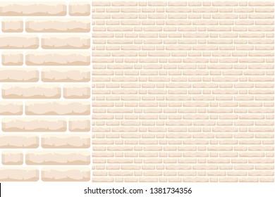 Beige brick wall. Tile background for game elements. Vector illustration