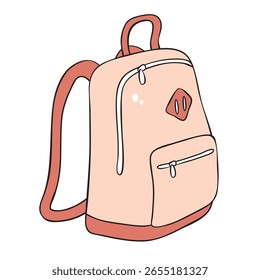Mochila marrón beige o bolso escolar aislado Ilustración vectorial