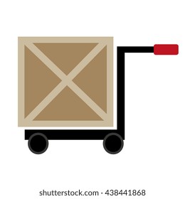 beige and brown box on black freight car over isolated background,vector illustration