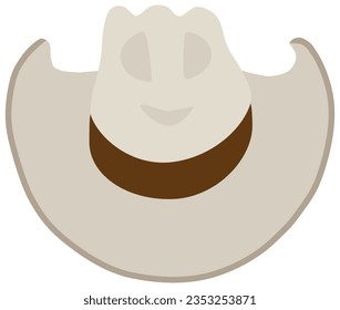 A beige and brown cartoon cowboy hat is ready to wear