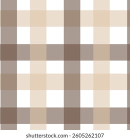 Beige and brown checkered plaid. The image depicts a pattern that can be described as a beige and brown checkered plaid.