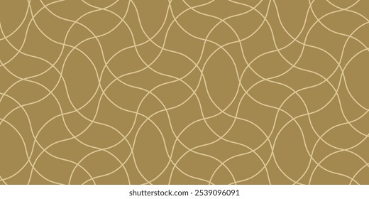 Beige and Brown Curvy Line Pattern, Abstract Geometric Background, Seamless Vector Texture, Minimalist Design