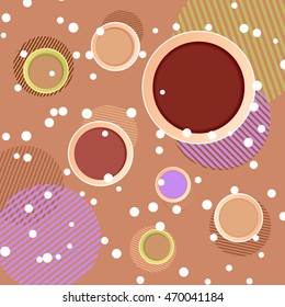 Beige and brown design of abstract geometric background with brown and beige circles shapes.