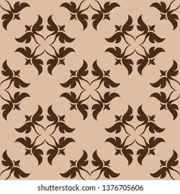 Beige brown floral seamless background. Pattern with flowers