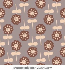 Beige brown flower, seamless pattern for textile and wrapping paper